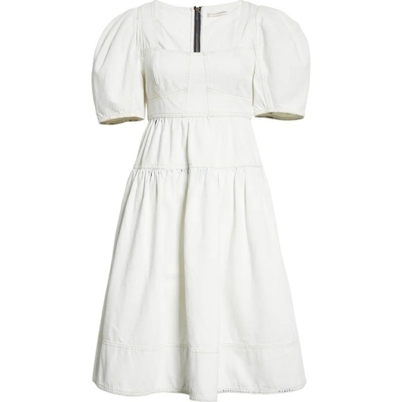 New Ulla Johnson Ames Denim Jean A Line Dress Whitewash Corset Style Sz 6 - Picture 15 of 15